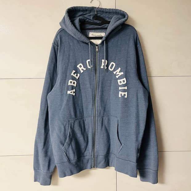 아베크롬비 스펠로고 워시드 블루 후드집업 [L]