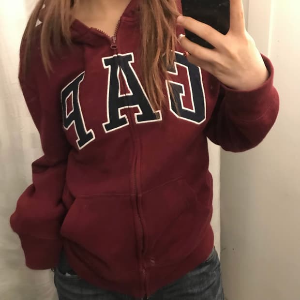 GAP 갭 모리걸 버건디 기모 후드집업