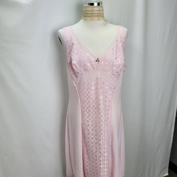 빈티지 페일 핑르 소네트 슬립 원피스