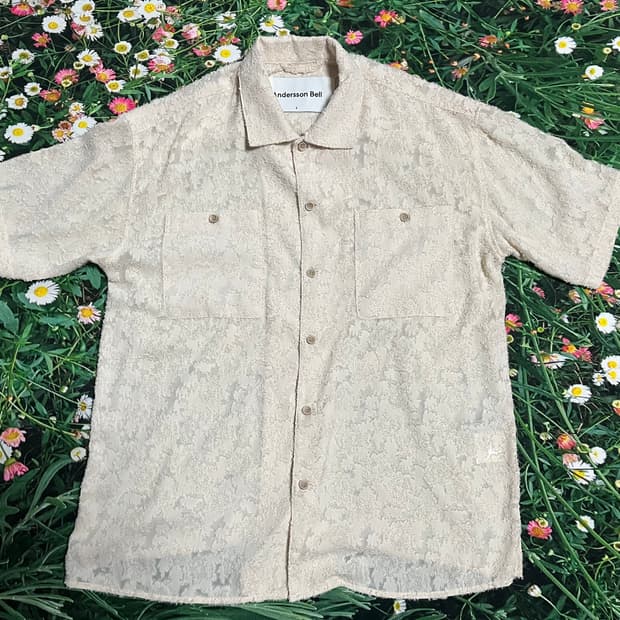 앤더슨벨 발리 시어 오픈 칼라 셔츠 L