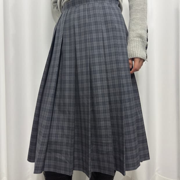 school uniform check midi skirt