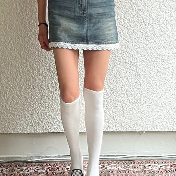 일본 빈티지 모리걸 하구미 레이스 청치마