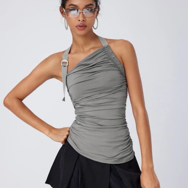 샵사이다 버클 홀더 셔링 탑 