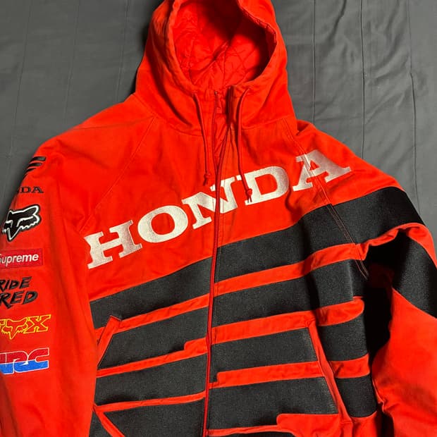 슈프림 X 혼다 X 폭스 레이싱 퍼피 집업 자켓 레드 XL