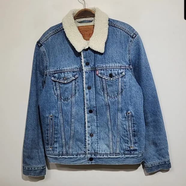 (S) 리바이스 양털 데님자켓 연청 레드탭 청자켓 