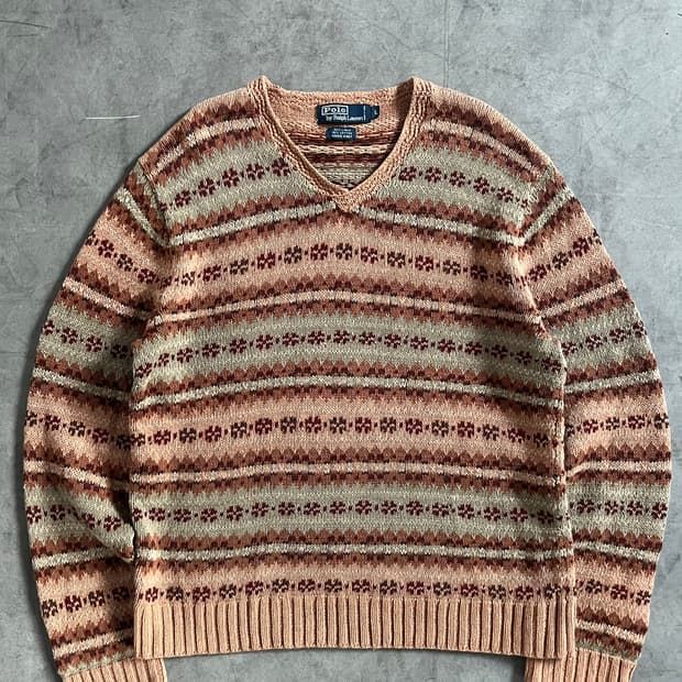 Polo 폴로 랄프로렌 브이넥 페어아일 핸드 니트