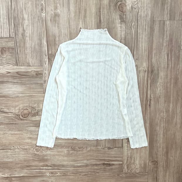japan vtg 화이트 시스루 터틀넥 