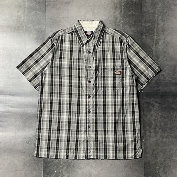 DICKIES 디키즈 빈티지 체크 반팔 워크 셔츠 A00930