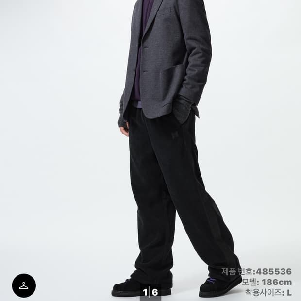 유니클로 Needles 후리스 와이드 팬츠 블랙