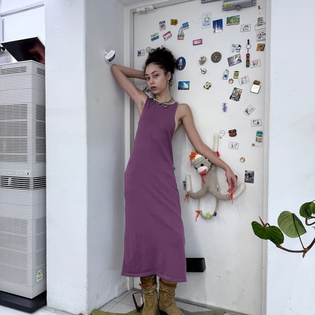 unbalance knit maxi onepiece