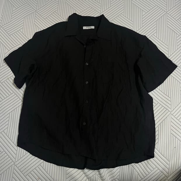 에잇세컨즈 린넨셔츠 XL 블랙 검정 반팔 오버핏