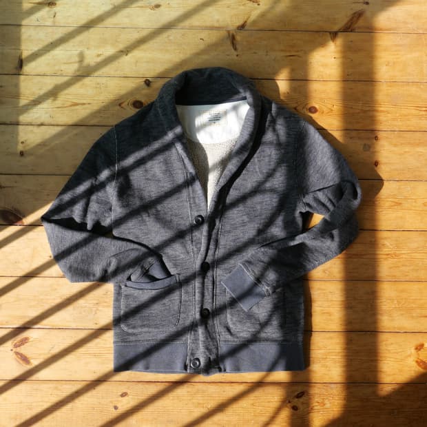 BACK NUMBER 스웨트 숄카라 가디건 