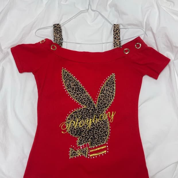 플레이보이 레오파드 대장템 오프숄더