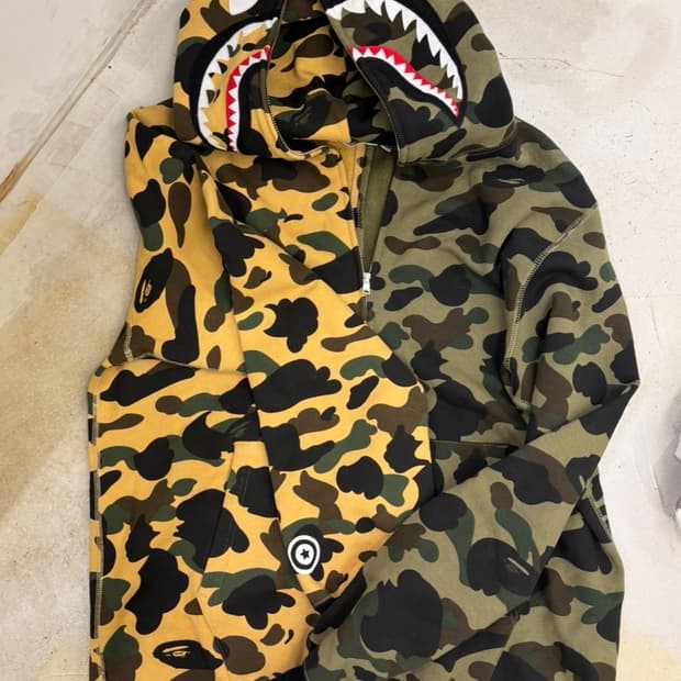 베이프 반반 샤크 후드집업 녹계 황계 2xl