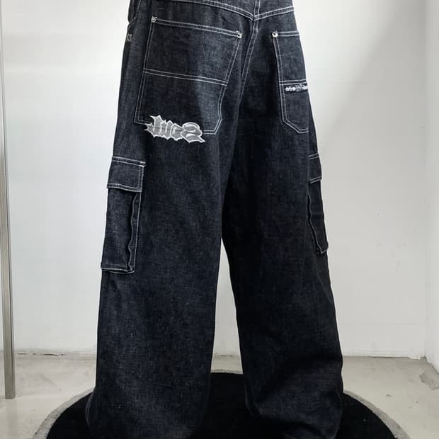 빈티지 소울 U.S.A 올드 잉글리쉬 포켓 데님 벌룬 팬츠 y2k