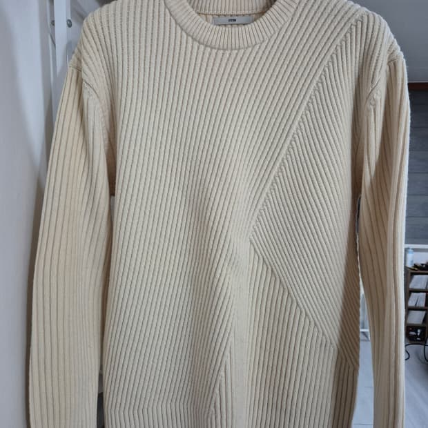 시스템옴므 울캐시혼방 빗살무늬 니트 105 아이보리