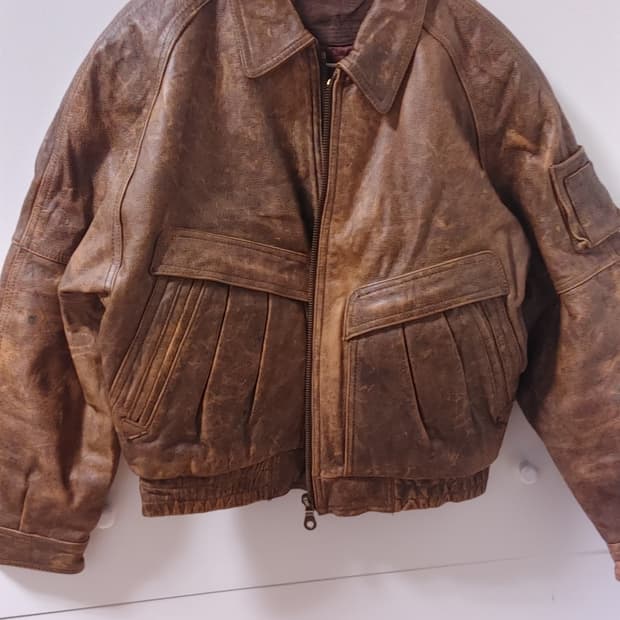 소가죽 빈티지 브라운 A2 자켓 M