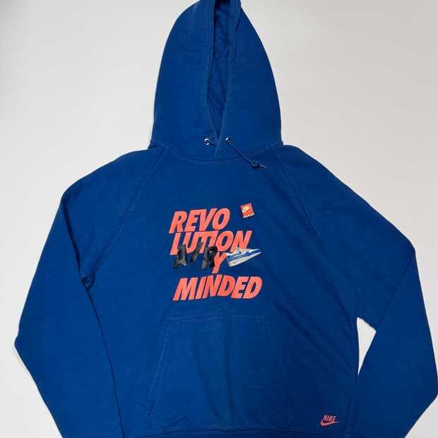 나이키 올드스쿨 프린팅 블루 후드티 L