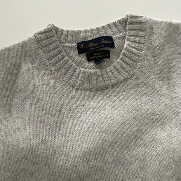 (새제품) brooks brothers 브룩스 브라더스 연그레이 울 니트