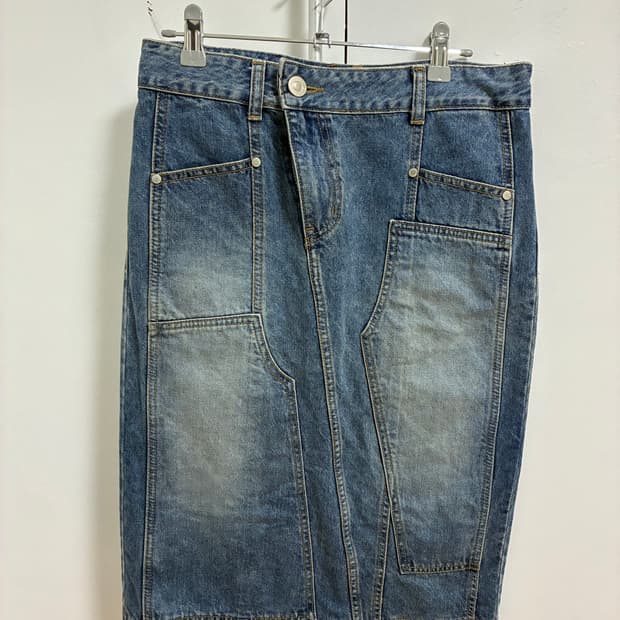 YUSE PANELED VINTAGE WASHING MIDI DENIM