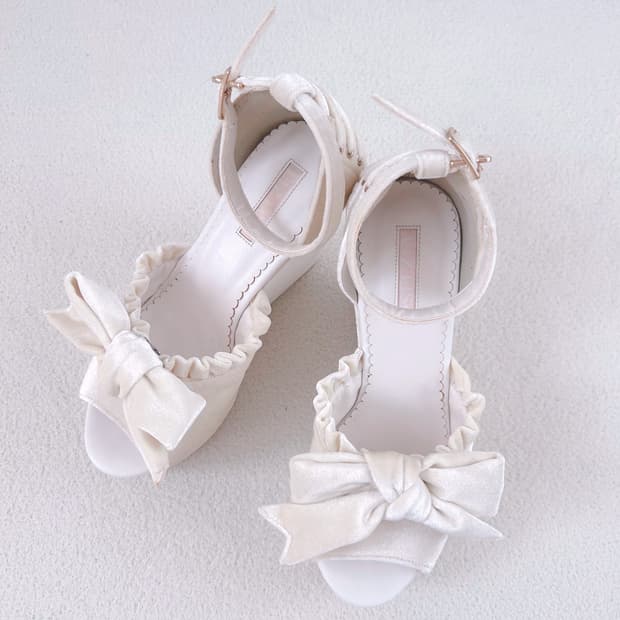 리즈리사 핀터 레이스 통굽 구두 화이트 히메갸루 라떼갸루