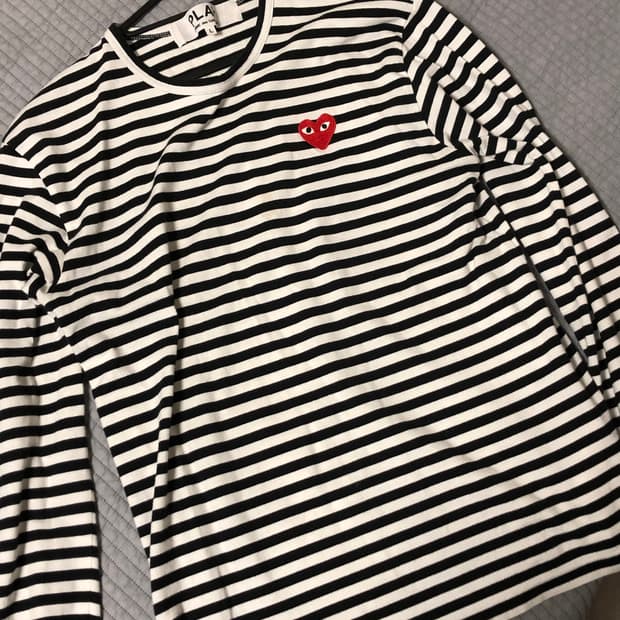 꼼데가르송 스트라이프 레드와팬