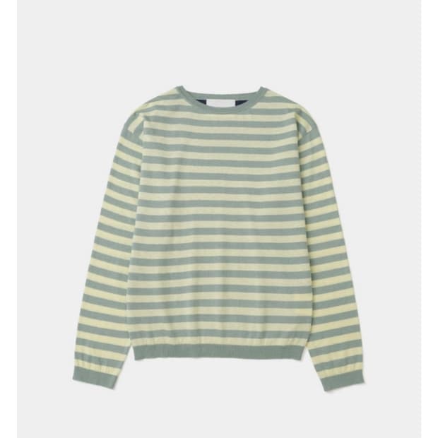 구매]] STRIPE BOAT NECK KNIT YELLOW 52