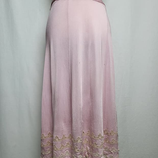 빈티지 베이비 핑크 레이스 슬립 스커트