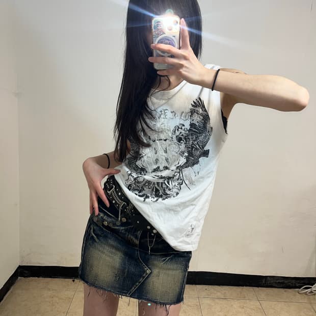 Buckaroo 스컬 프린팅 슬리브리스