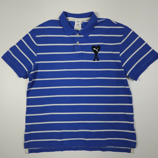 아미 푸마 스트라이프 카라 반팔티 