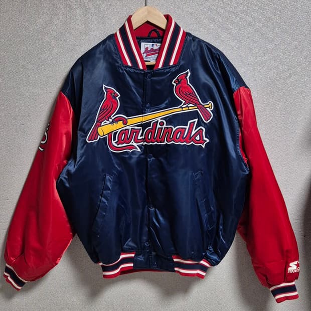 오버핏 L ) 스타터 캘리포니아 네이비+레드 바시티자켓 점퍼