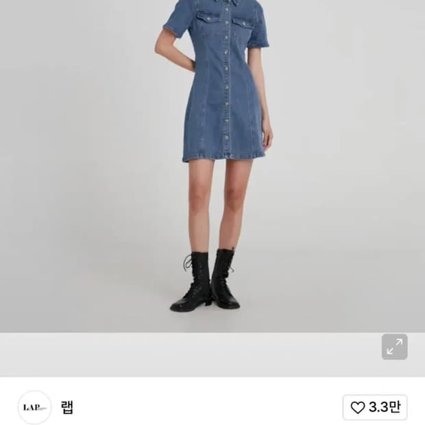 랩 LAP 슬림핏 반팔 데님 원피스 AN2DO562