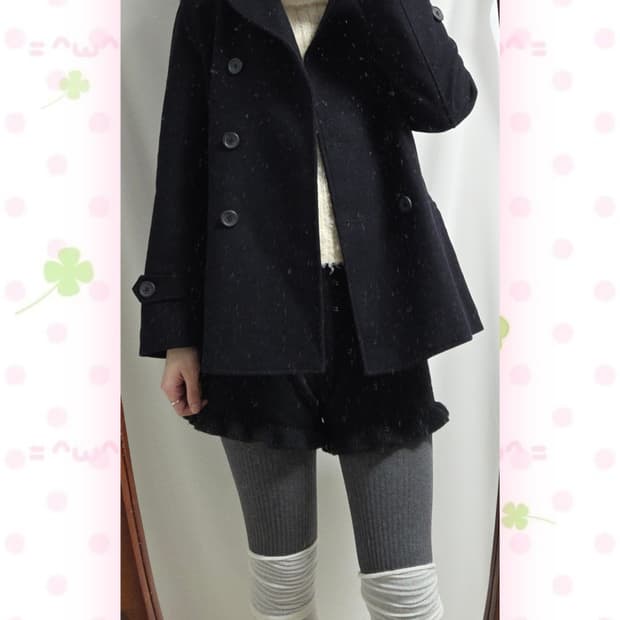 HUSHUSH 블랙 울혼방 코트