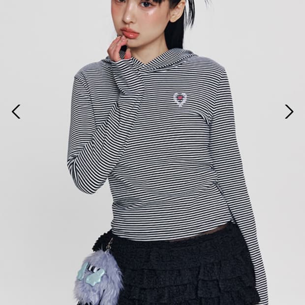 키르시 스트라이프 후드 긴팔티