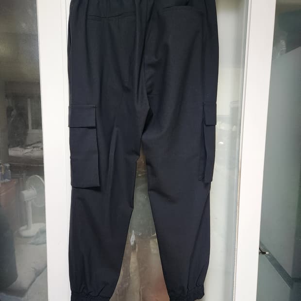 준지 울 블렌드 카고 조거 팬츠 블랙 48