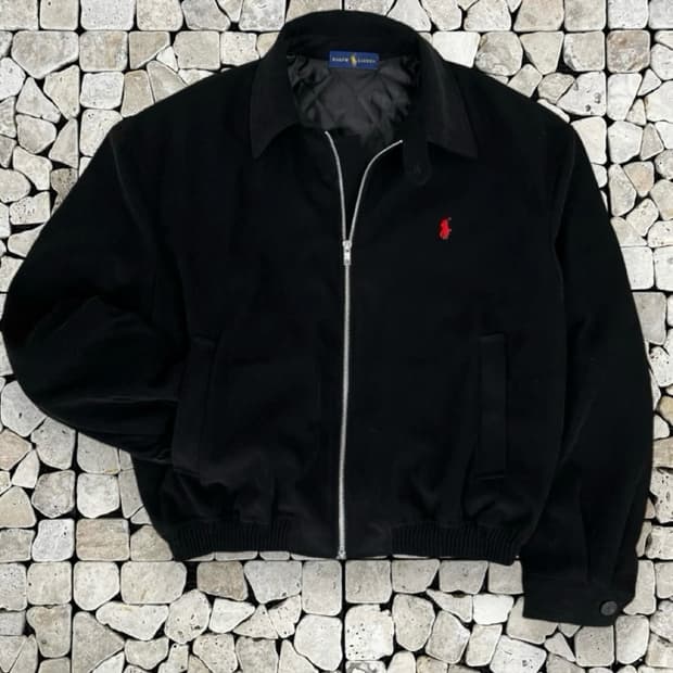 폴로 블랙 카라 오버 패딩자켓