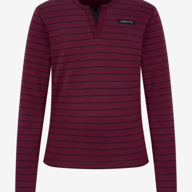 레씨토 Binary Stripe Henley Neck T-shirt삽니다