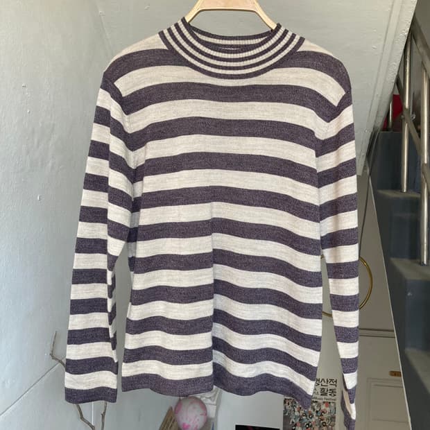 울 30% 베이직 꾸안꾸 스트라이프 니트
