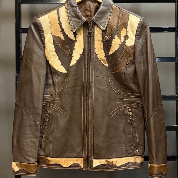 (66) 빈티지 여성 송치 디테일 양가죽 웨스턴 자켓 12.9 