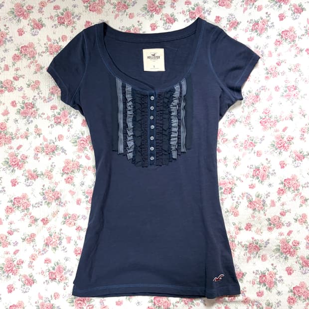 홀리스터 프릴 레이스 반팔티 Y2K