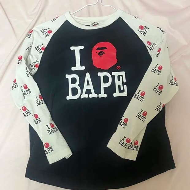 베이프 아이러브베이프 래그런 롱슬리브 티 I LOVE BAPE