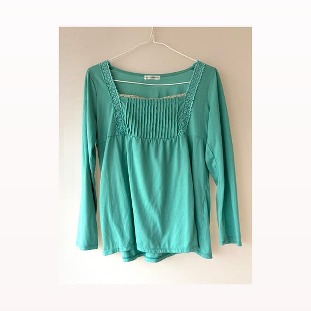 일본빈티지 민트 색감 긴팔티