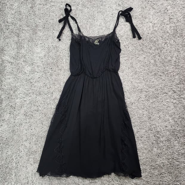 블루마린 실크 끈나시 원피스 42