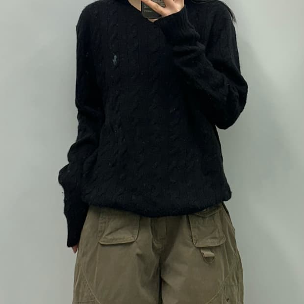 폴로 랄프로렌 신형 블랙 꽈배기 니트