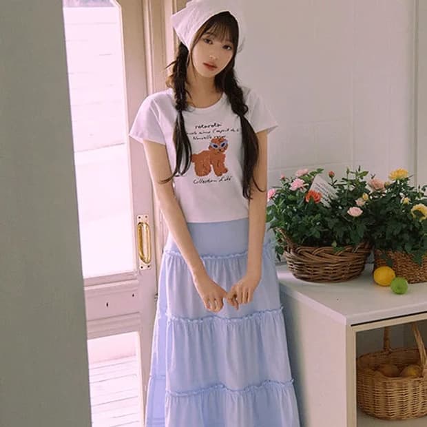 [제니, 장원영 착용] 로라로라 FRLL LONG SKIRT SKY