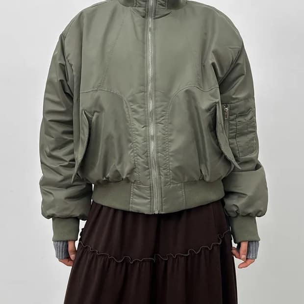 무료배송) 블랙업 하이넥 항공점퍼 카키