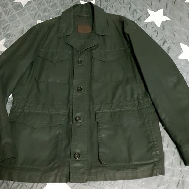 (희귀매물) 마시모두띠 왁스 필드자켓 올리브 그린 (L)