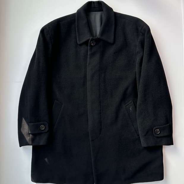 입생로랑 울 앙고라 블랙 코트 xl 