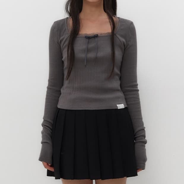 tuomio pointelle long sleeves charcoal