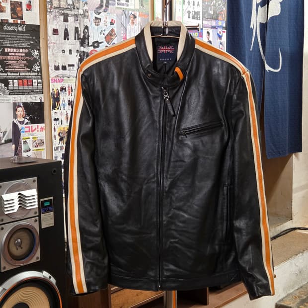 빈티지 사이드 라인 레이싱 무드 양가죽 자켓